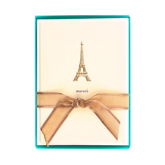 Gold Foil Eiffel Tower - Thank You Card Set
