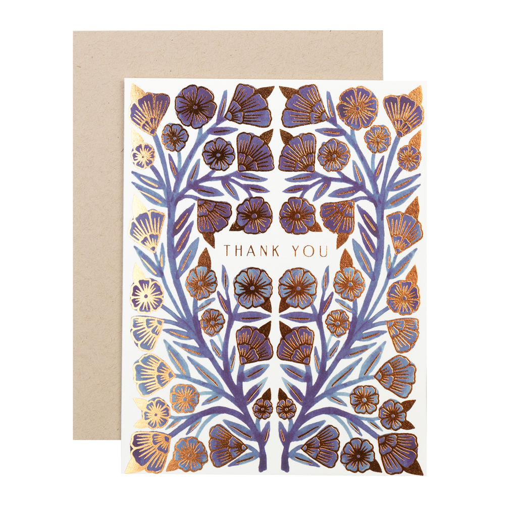 Blue Poppy Thank You Card Set Ink+Volt