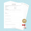 Stack of interview preparation sheets with Adobe PDF logo on a light blue background