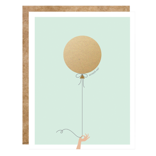 Scratch-Off Card - Mint+Gold Balloon