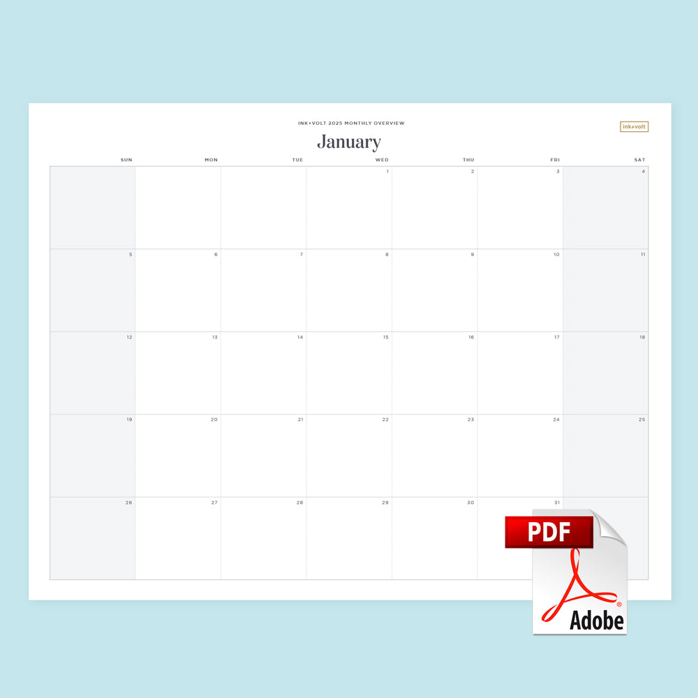 Ink+Volt 2025 Printable Calendars