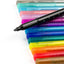 Set of colorful markers with glittery texture on a white background