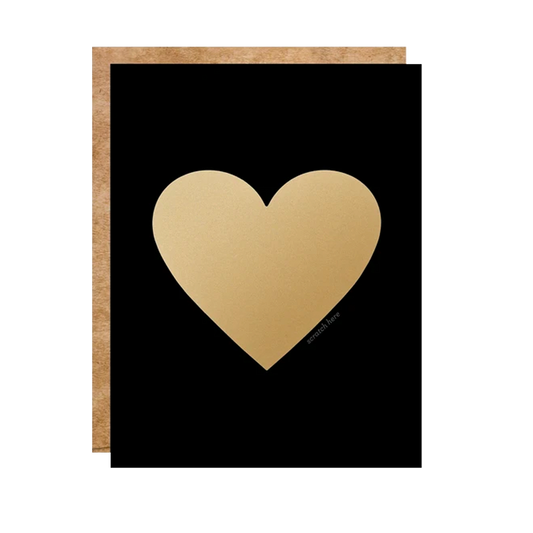 Scratch-Off Card - Black+Gold Heart