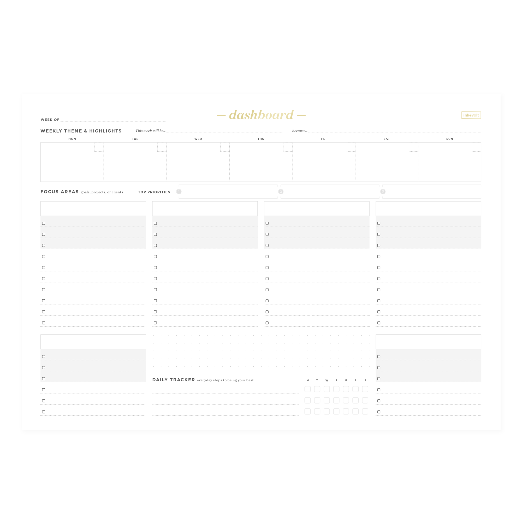 Today Gold Foil Planner Dashboard