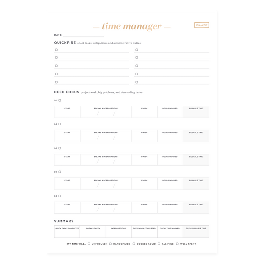 Time Manager Pad
