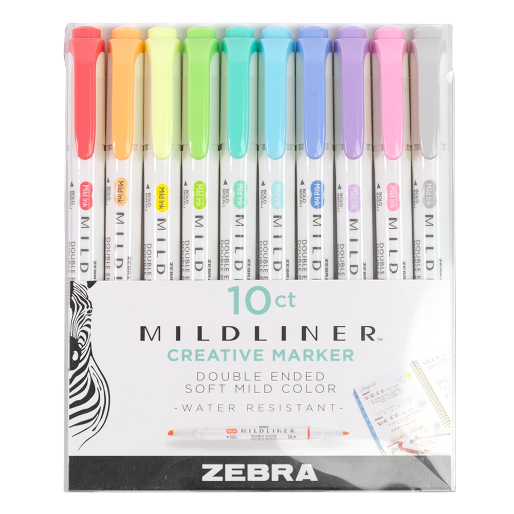 Zebra Double Ended Mildliner Markers Assorted 10-Pack – Ink+Volt