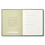 Open book with text and a page for writing on a white background