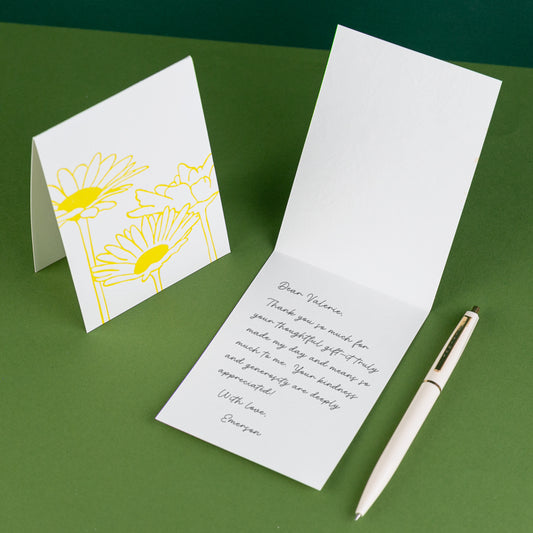 Blossom Letterpress Library - Flat Notecard Set with writing