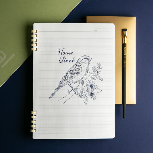 Logical Paper Ring Notebook interior with bird drawing