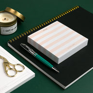 Peony Stripe Chunky Notepad on desk with Spiral Dashboard Deskpad