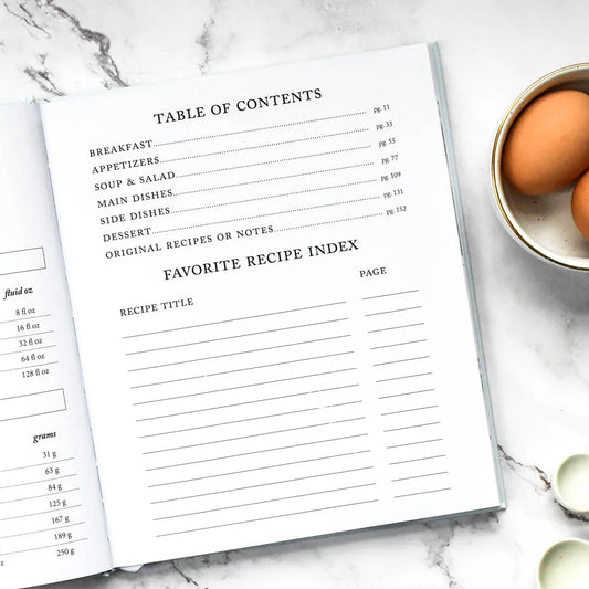 Family Recipe Book table of contents
