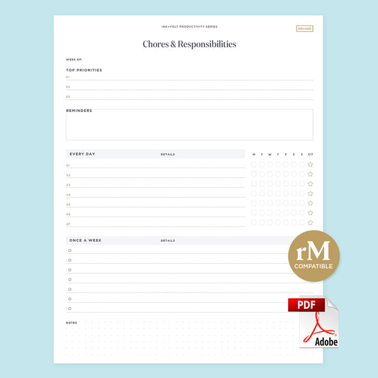 Ink+Volt Chores & Responsibilities Digital Worksheet