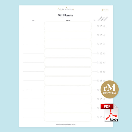 Ink+Volt Gift Planning Worksheets