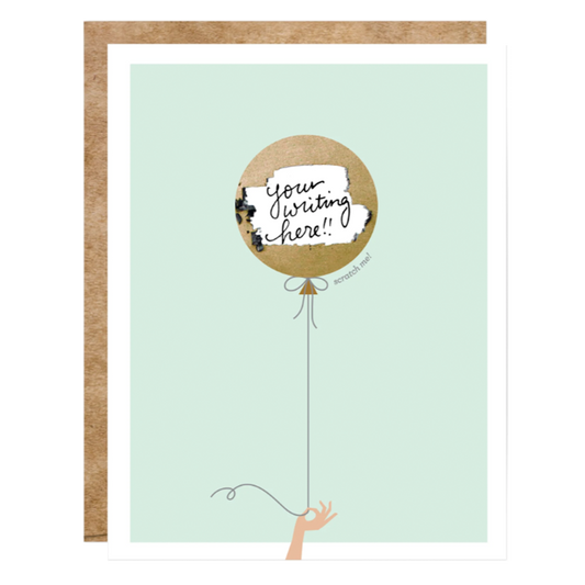 Scratch-Off Card - Mint+Gold Balloon