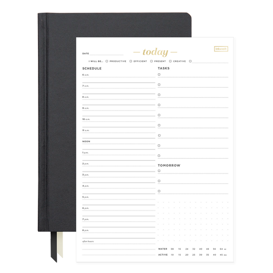 August-July Goal Planner & Today Organizer Pad Bundle black