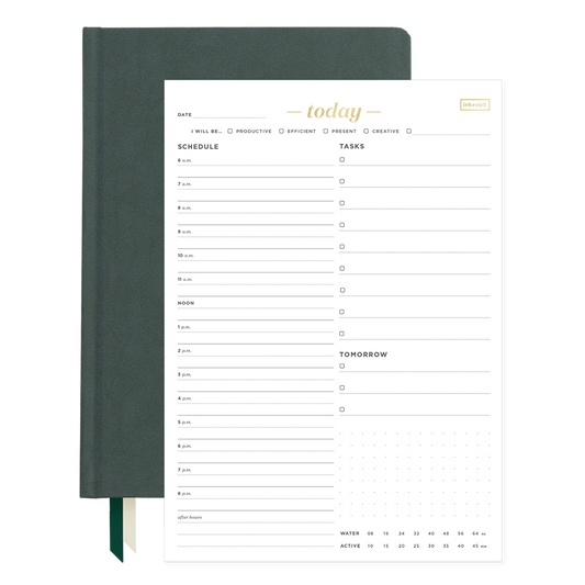 August-July Goal Planner & Today Organizer Pad Bundle green