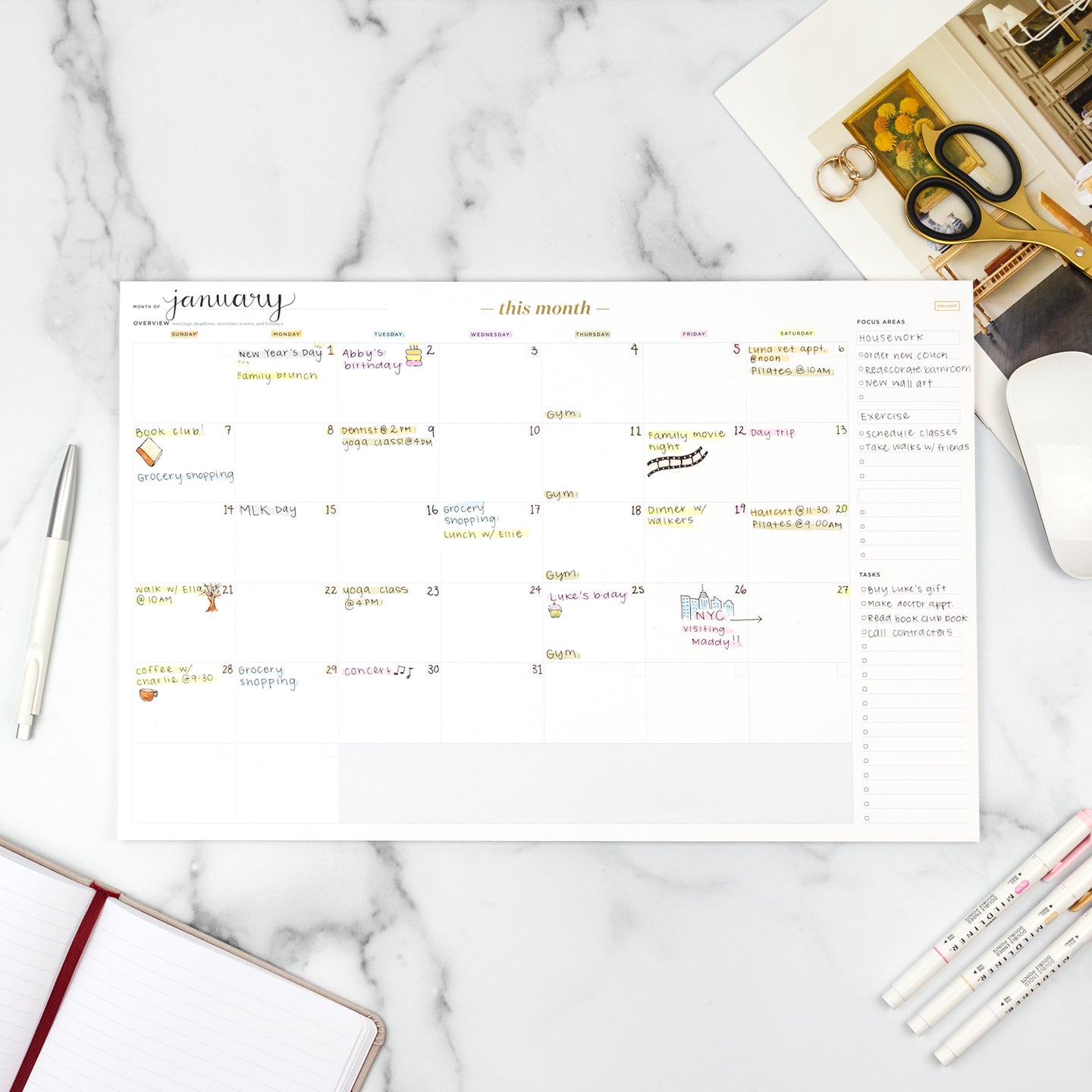 Monthly Calendar Deskpad – Ink+Volt