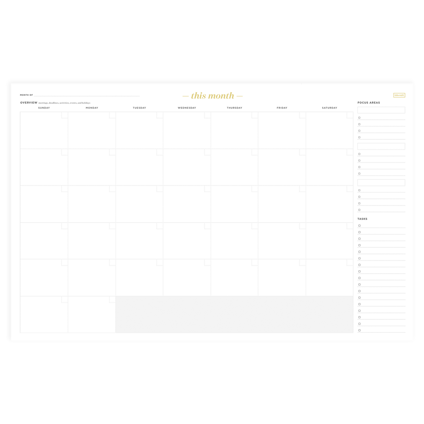 Monthly Calendar Deskpad – Ink+Volt