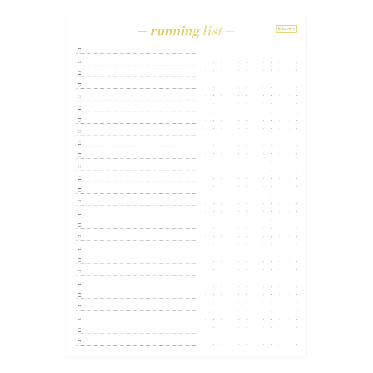 Running List Pad – Ink+Volt