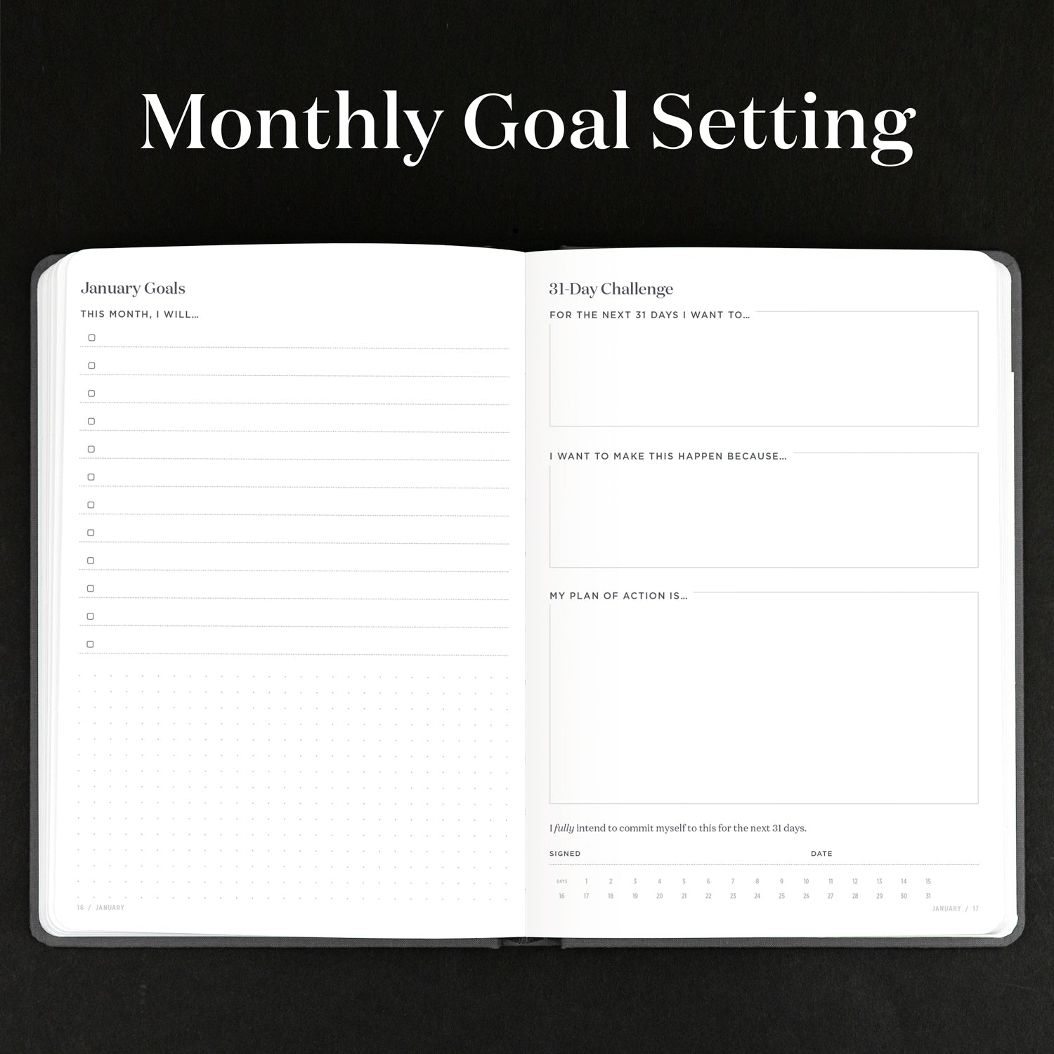 monthly goal setting spread