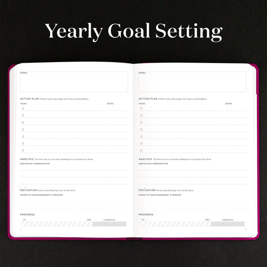 Goal Planner August-July - Bookcloth Cover yearly goal planning