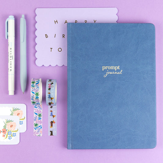 Prompt Journal with purple accessories