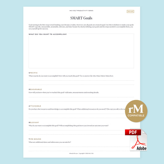 Ink+Volt SMART Goals Digital Worksheet