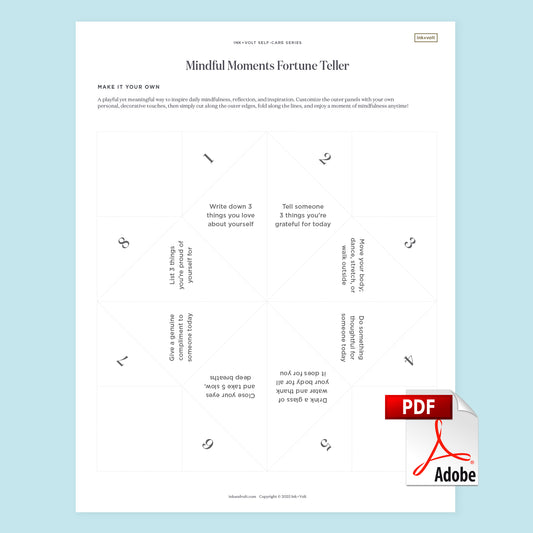 Ink+Volt Mindful Moments Fortune Teller Worksheet