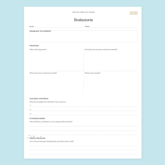 Ink+Volt Brainstorming Printable Worksheet page 1