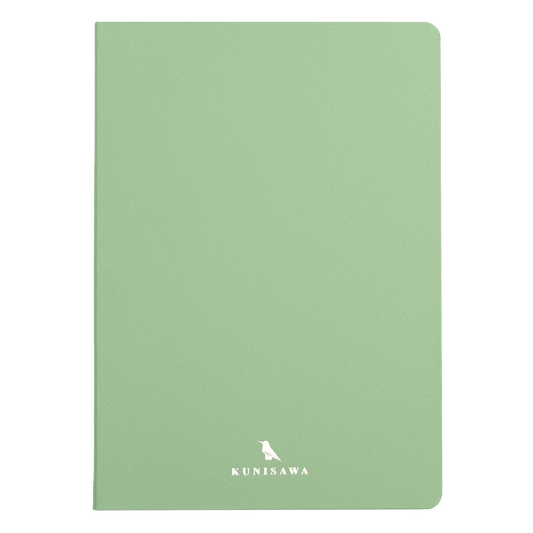 Green notebook with 'KUNISAWA' logo on a black background