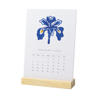 2025 Desktop Calendar January Page with blue flower