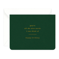 Nice Words Birthday - Single Card