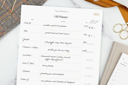 Ink+Volt Gift Planning Worksheets