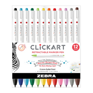 Zebra Clickart Felt Tip Markers - Assorted 12-Pack assort