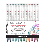 Zebra Clickart Felt Tip Markers - Assorted 12-Pack dark