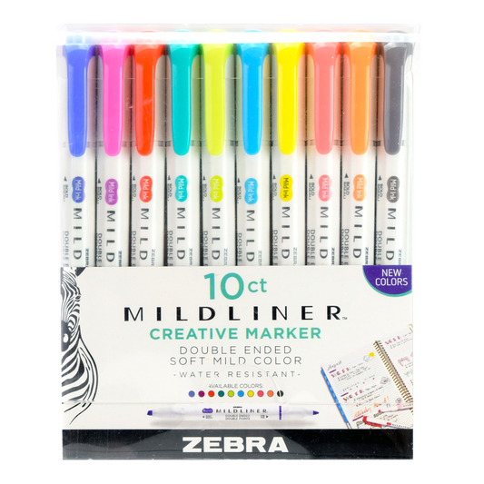 Zebra Double Ended Mildliner Markers - Assorted 10-Pack friendly