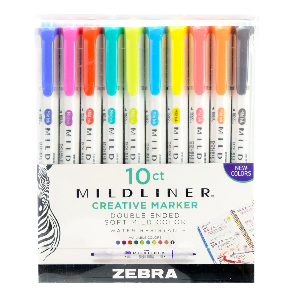 Zebra Double Ended Mildliner Markers Assorted 10-Pack – Ink+Volt