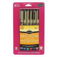 Pigma Micron .45mm Assorted Color 6-pack packaging