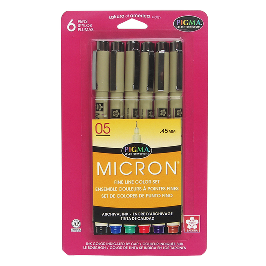 6-Pack Pigma Micron Pens - Assorted, Black