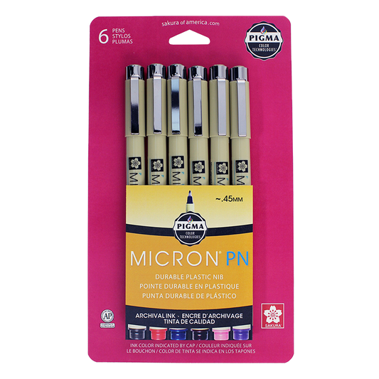 Pigma Micron PN Assorted 6-pack packaging