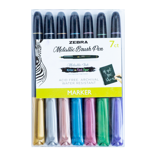 Zebra Metallic Brush Pen - Assorted Color 7-Pack