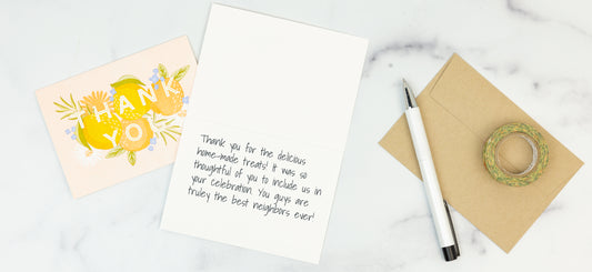 Lemon Peach - Thank You Card Set lifestyle