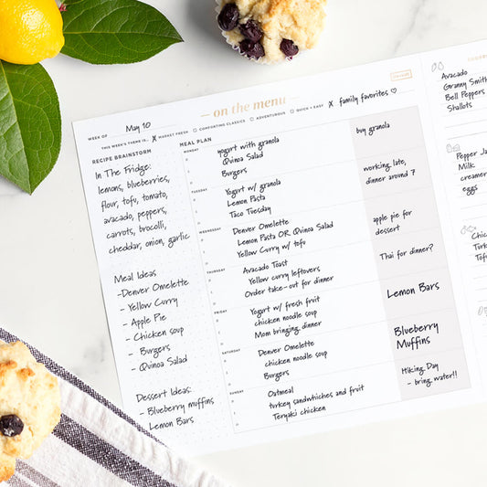 Meal Planning Pad with lemon