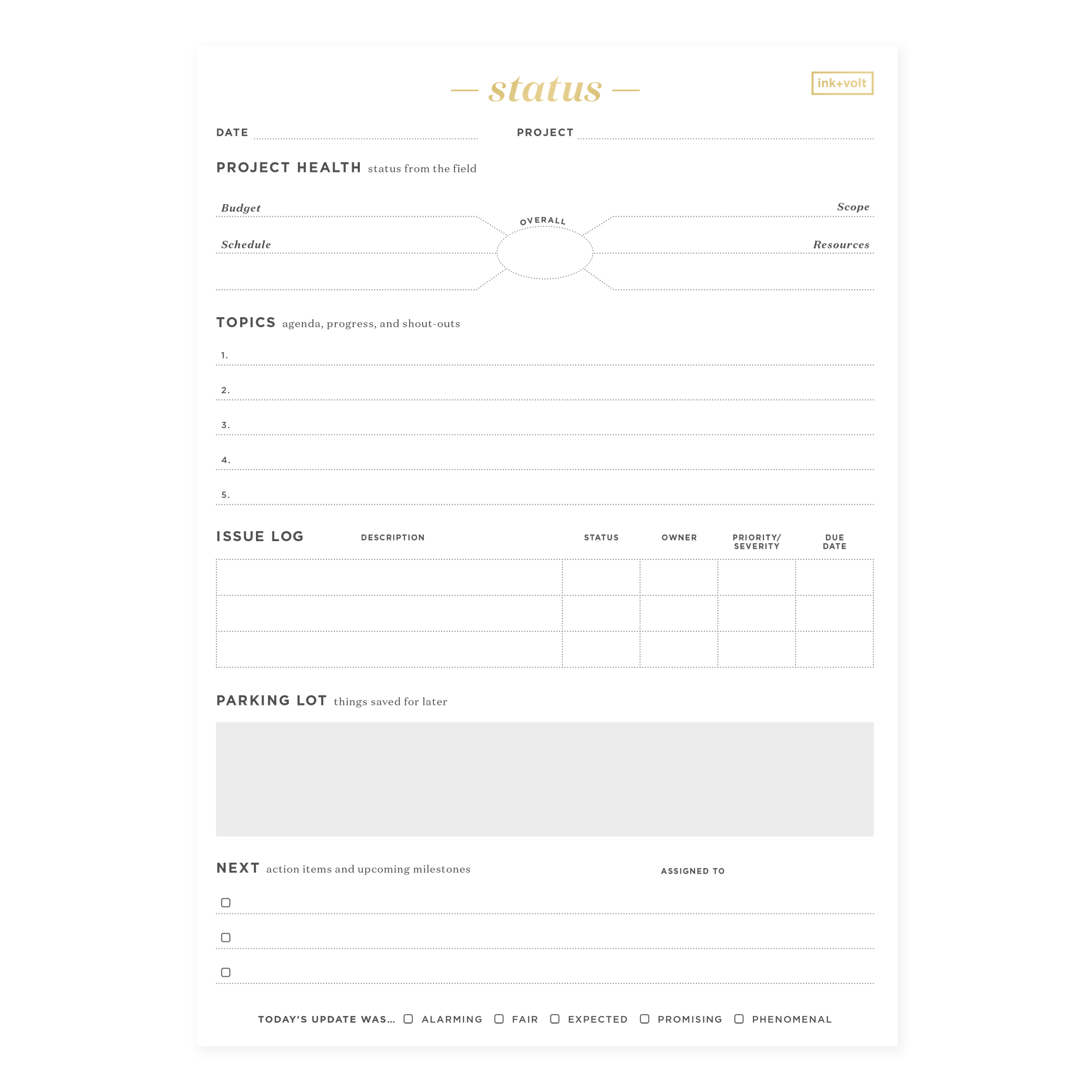 Project Status Pad – Ink+Volt