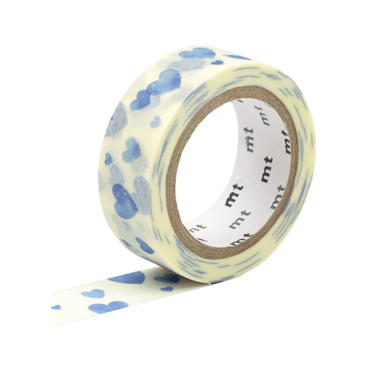 Washi Tape - Multi color heart stamp blue