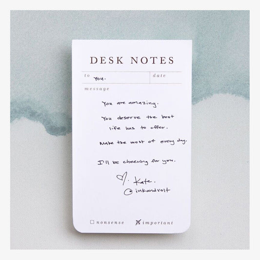 Smitten on Paper desk notes notepad with writing example