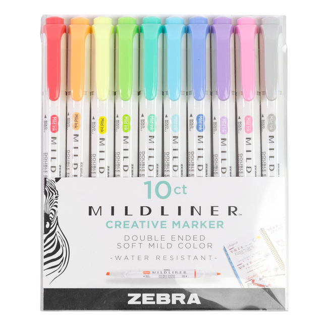 Zebra Double Ended Mildliner Markers